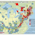 Map of where the White Nose Syndrome has spread 